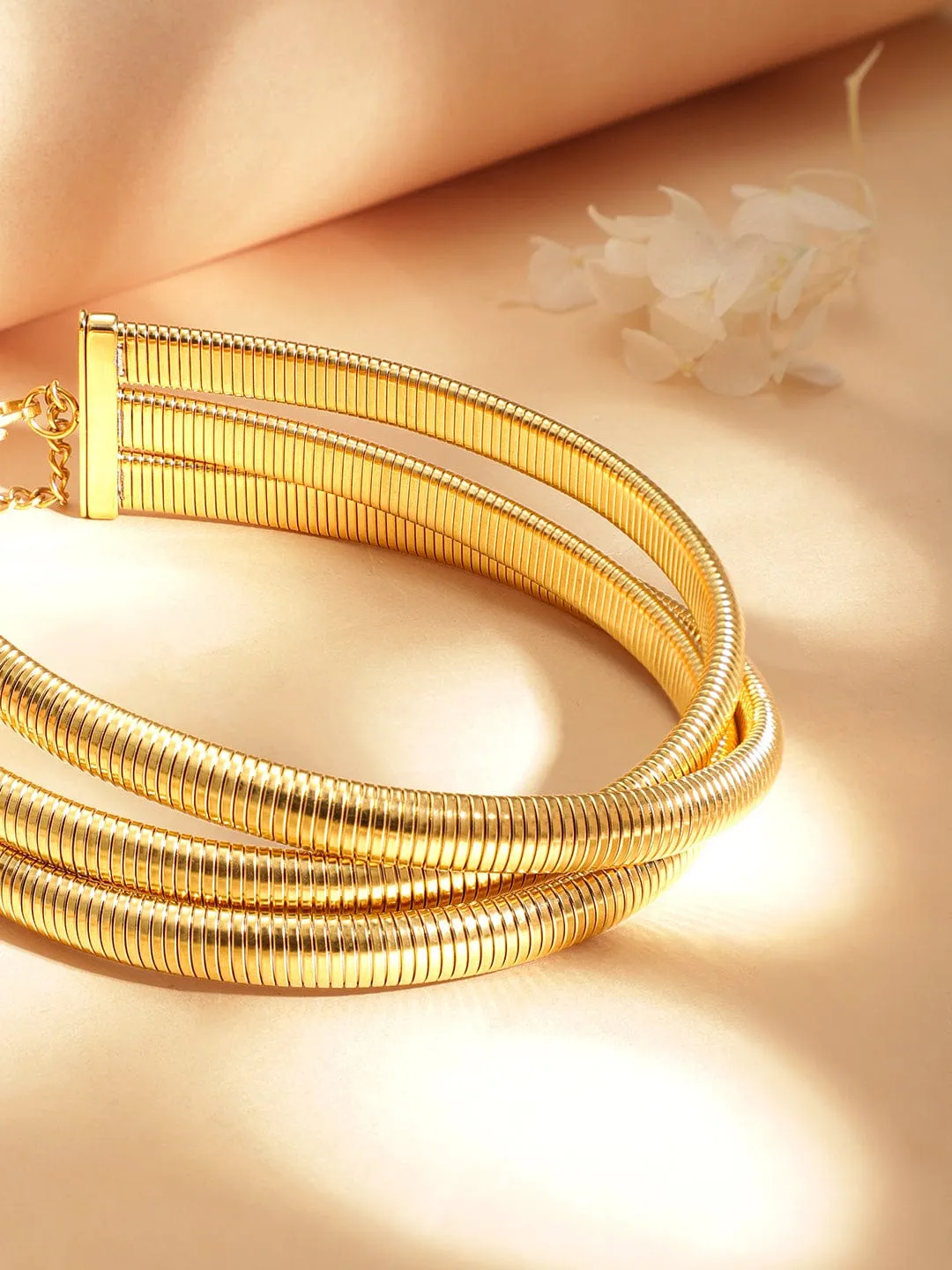 Rubans Voguish 18k Gold plated Tarnish Free water proof stain less steel twisted Choker