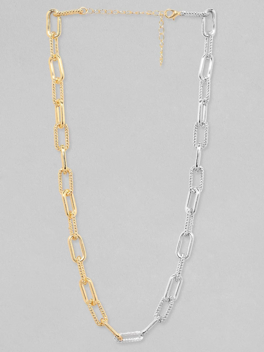 Rubans Voguish Gold  Rhodium Plated Cuban Shape Chain