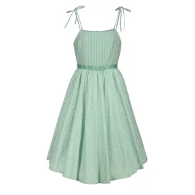 Sage Green Shoulder Strap Summer Swing Dress