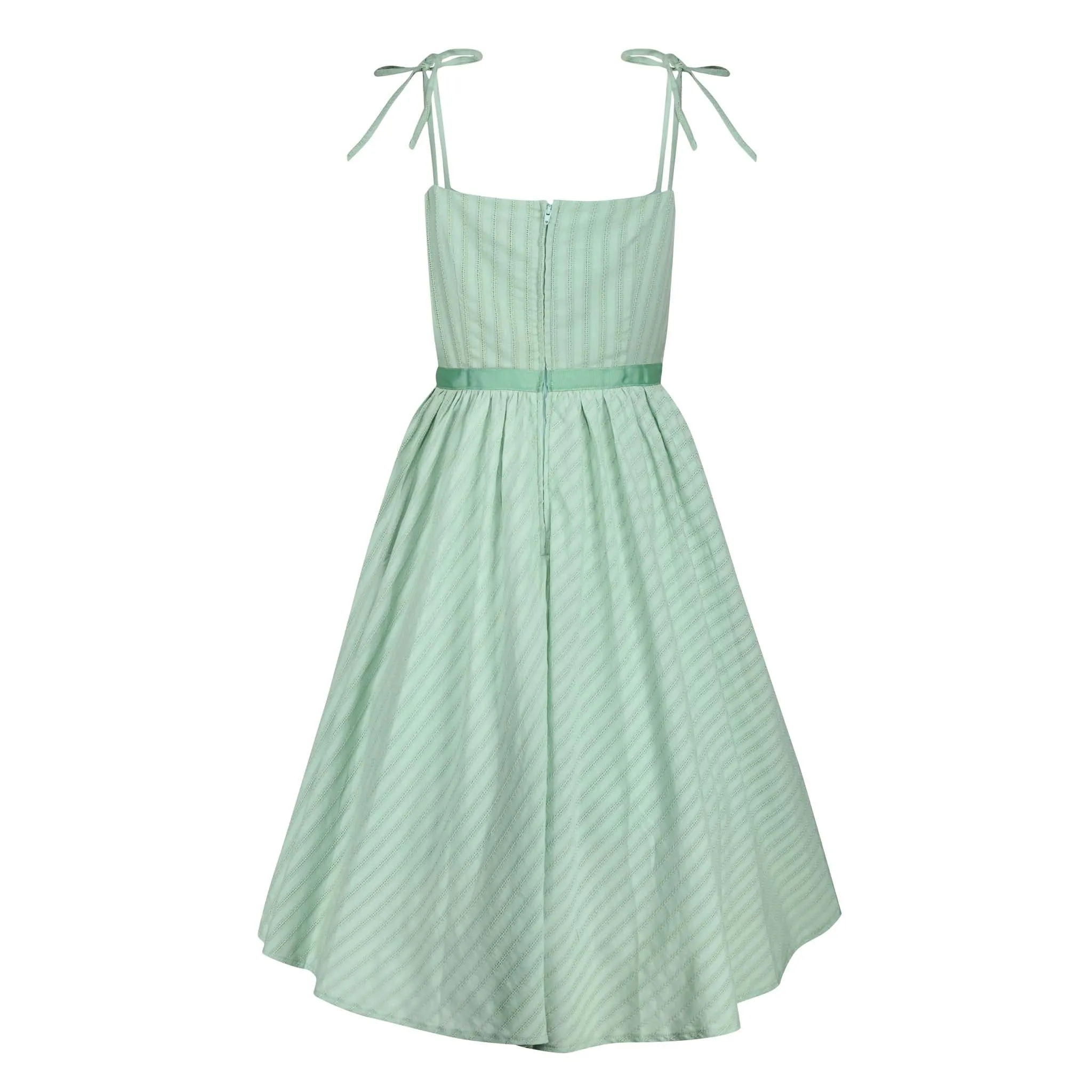 Sage Green Shoulder Strap Summer Swing Dress