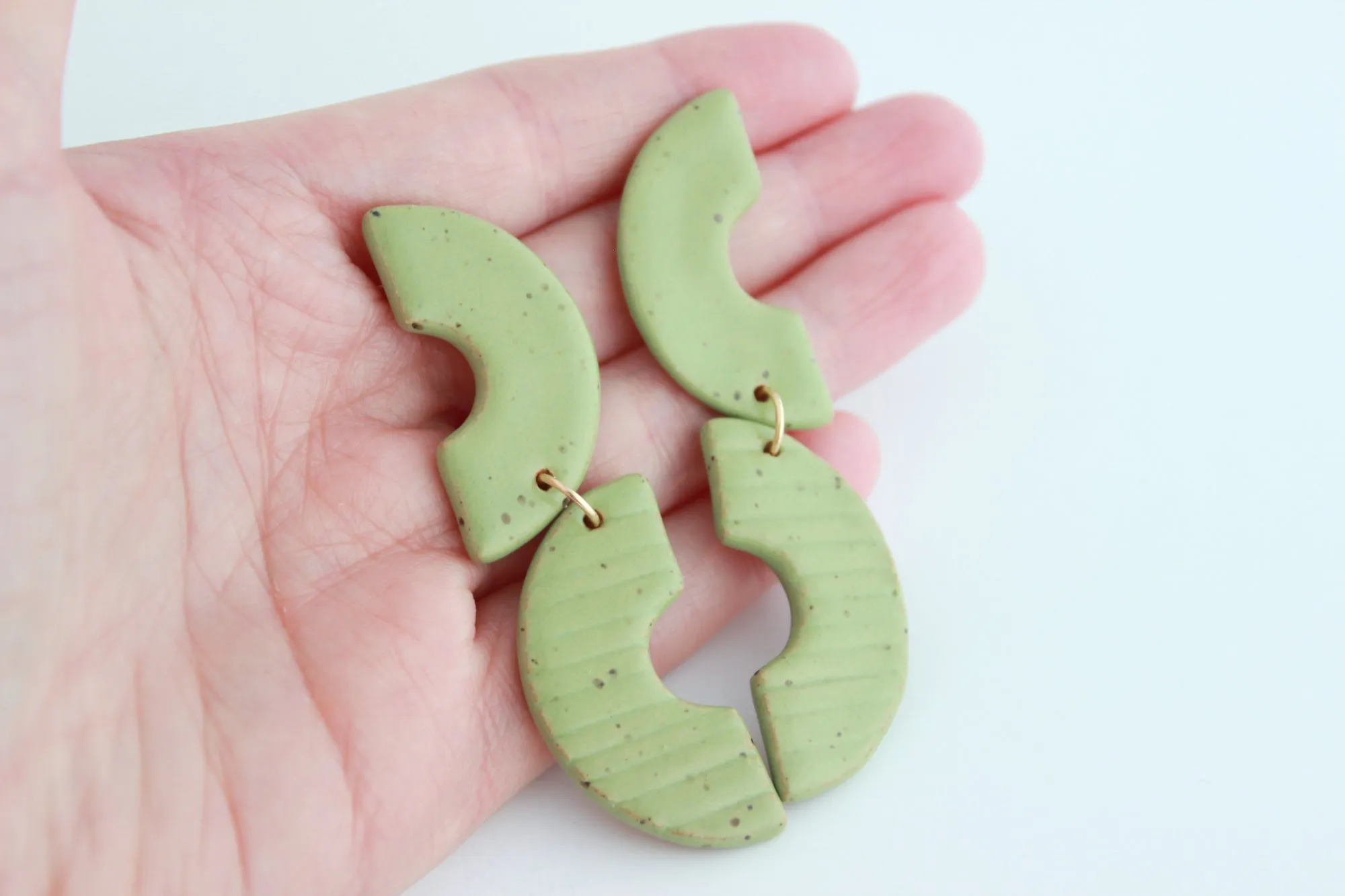 Sage Sideways Rainbow Statement Earrings