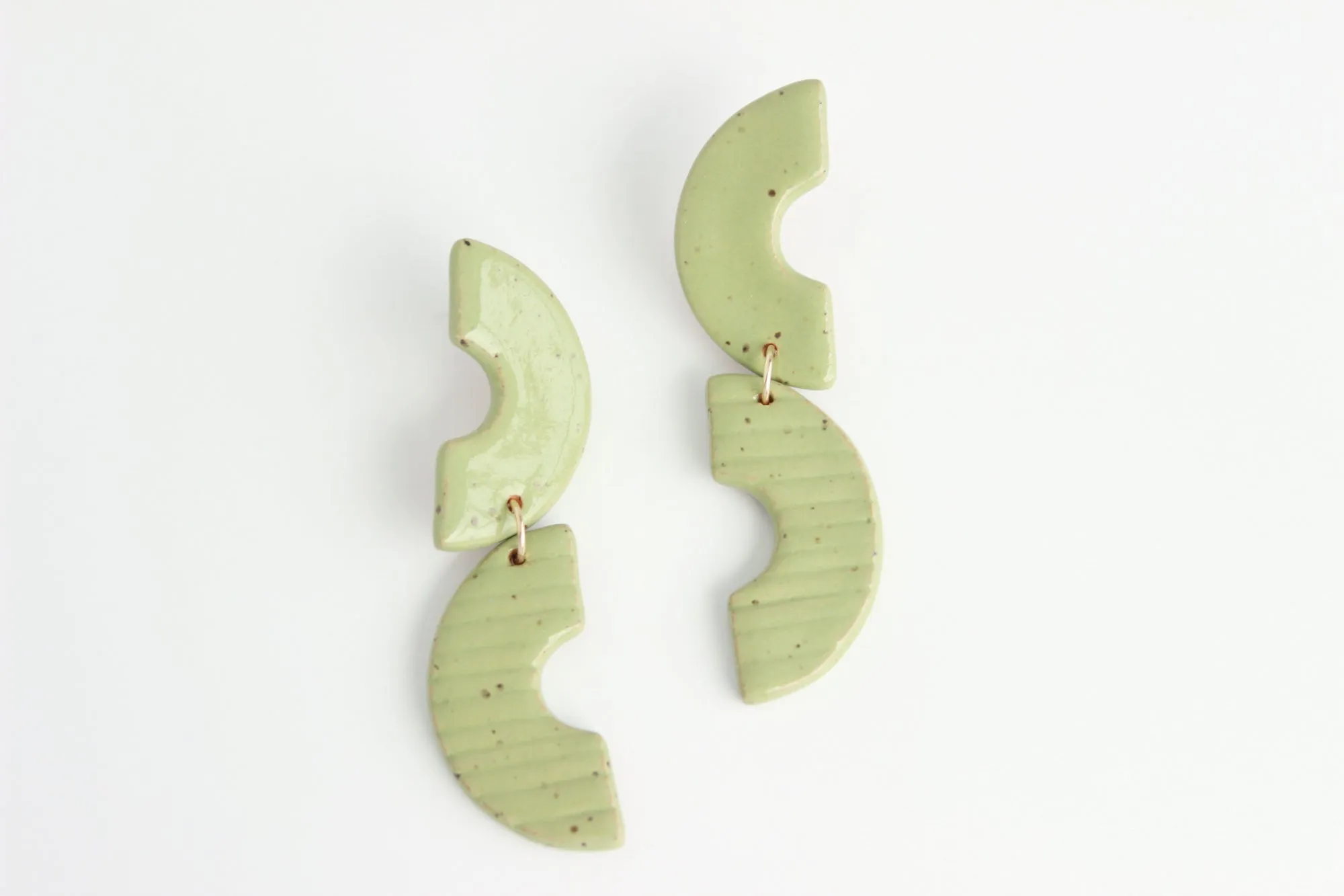 Sage Sideways Rainbow Statement Earrings