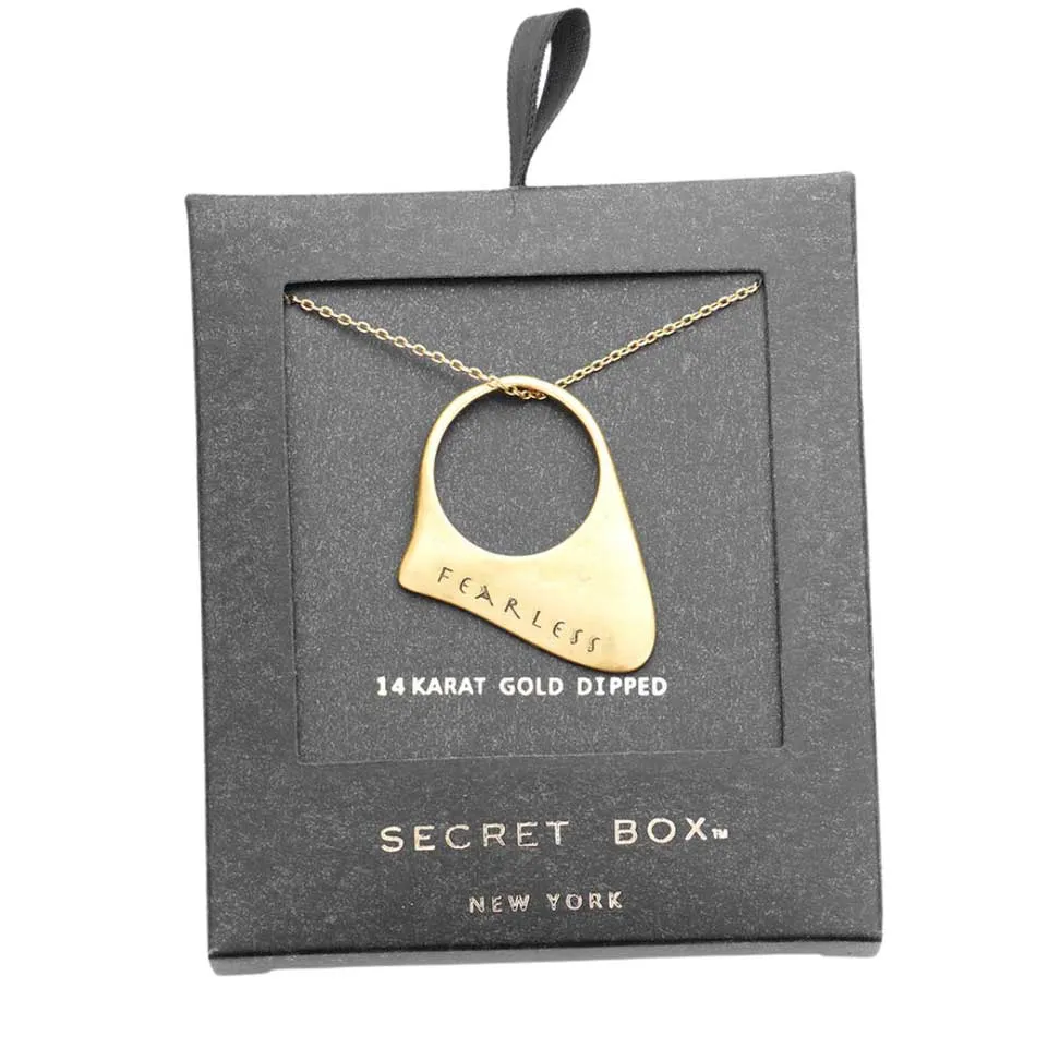 Secret Box 14K Gold Dipped Fearless Pendant Necklace