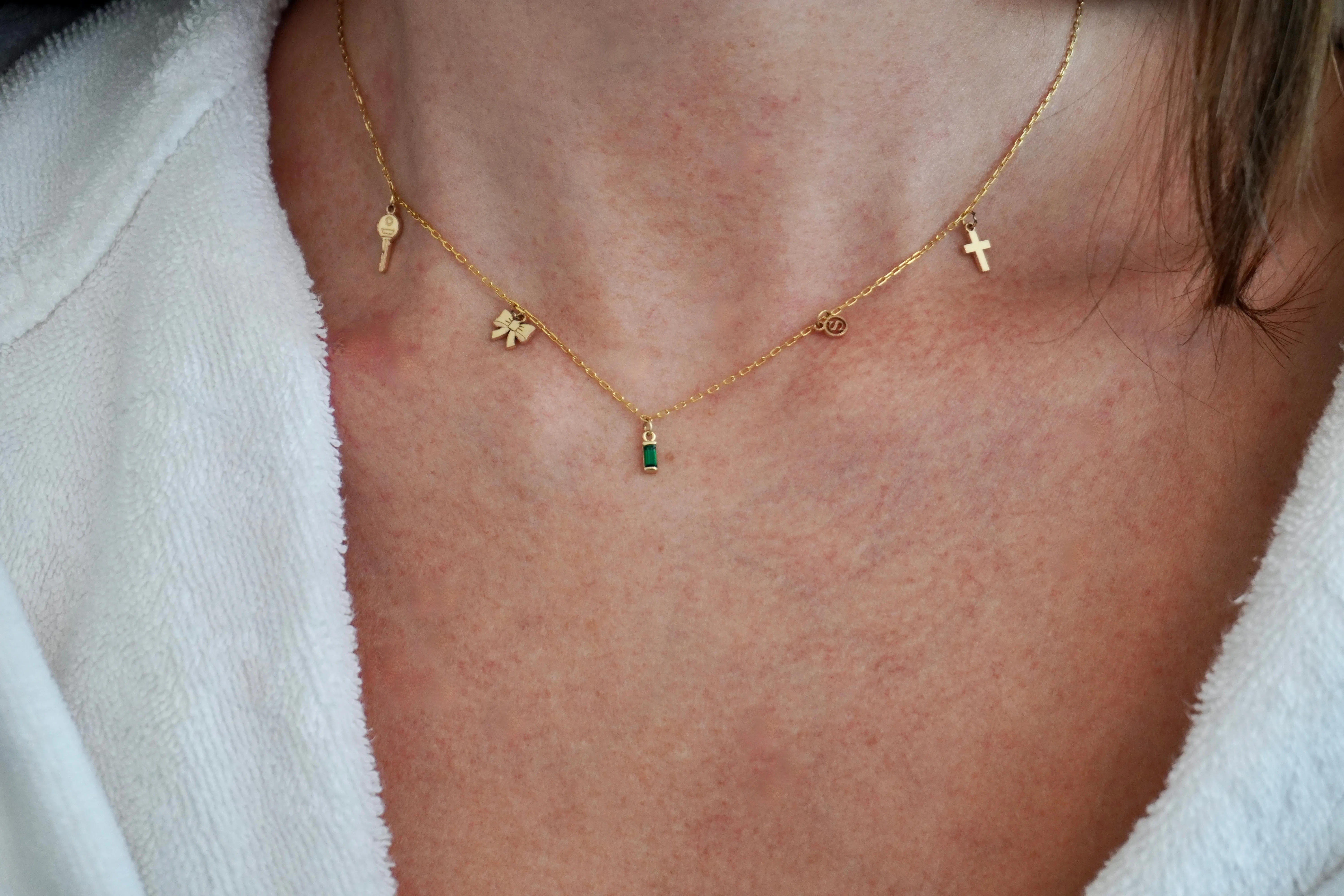 Serena's Emerald Baguette Charm | 14k Yellow Gold