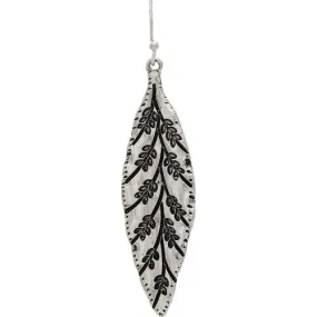 Silver Engraved Leaf Earring