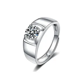 Silver Moissanite Men's Smooth Ring