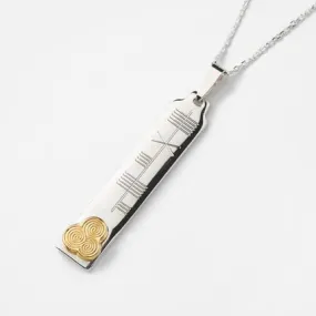 Silver Ogham Pendant with 14K Symbol - Spiral