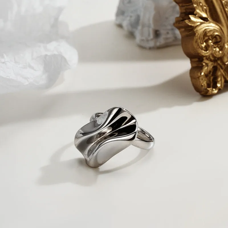 Silver Origami Smooth Open End Band Ring