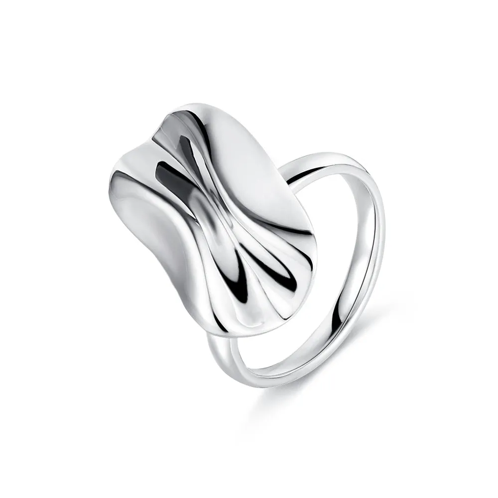 Silver Origami Smooth Open End Band Ring