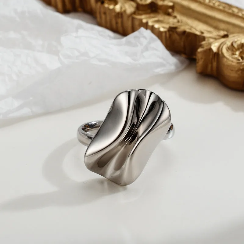 Silver Origami Smooth Open End Band Ring