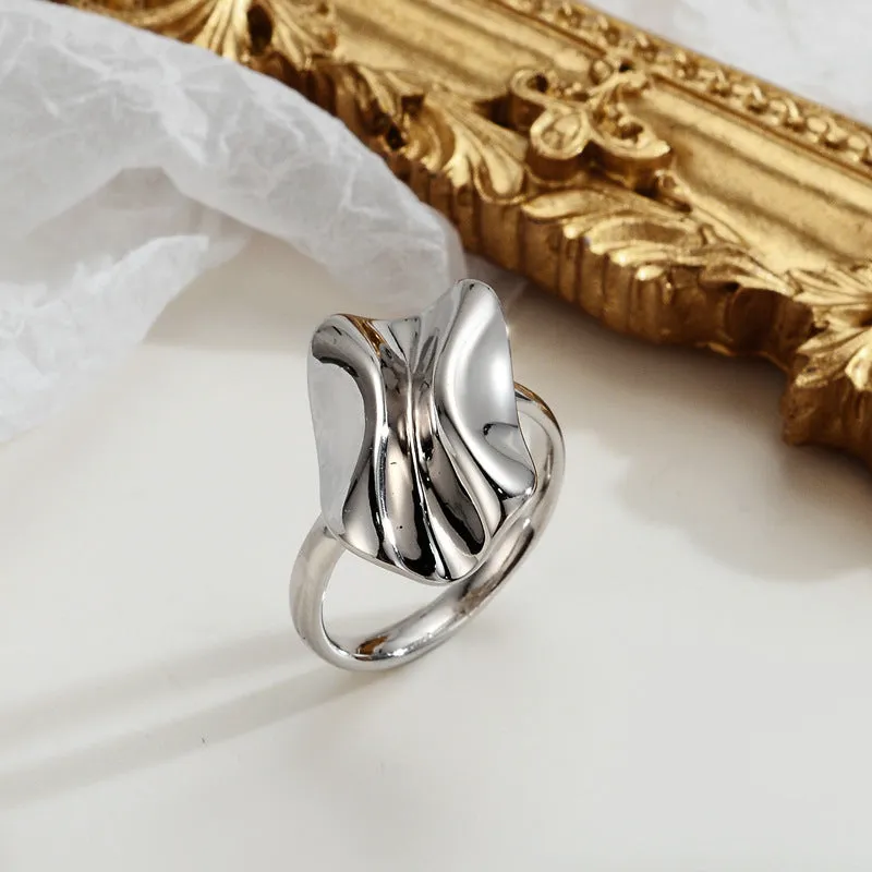 Silver Origami Smooth Open End Band Ring