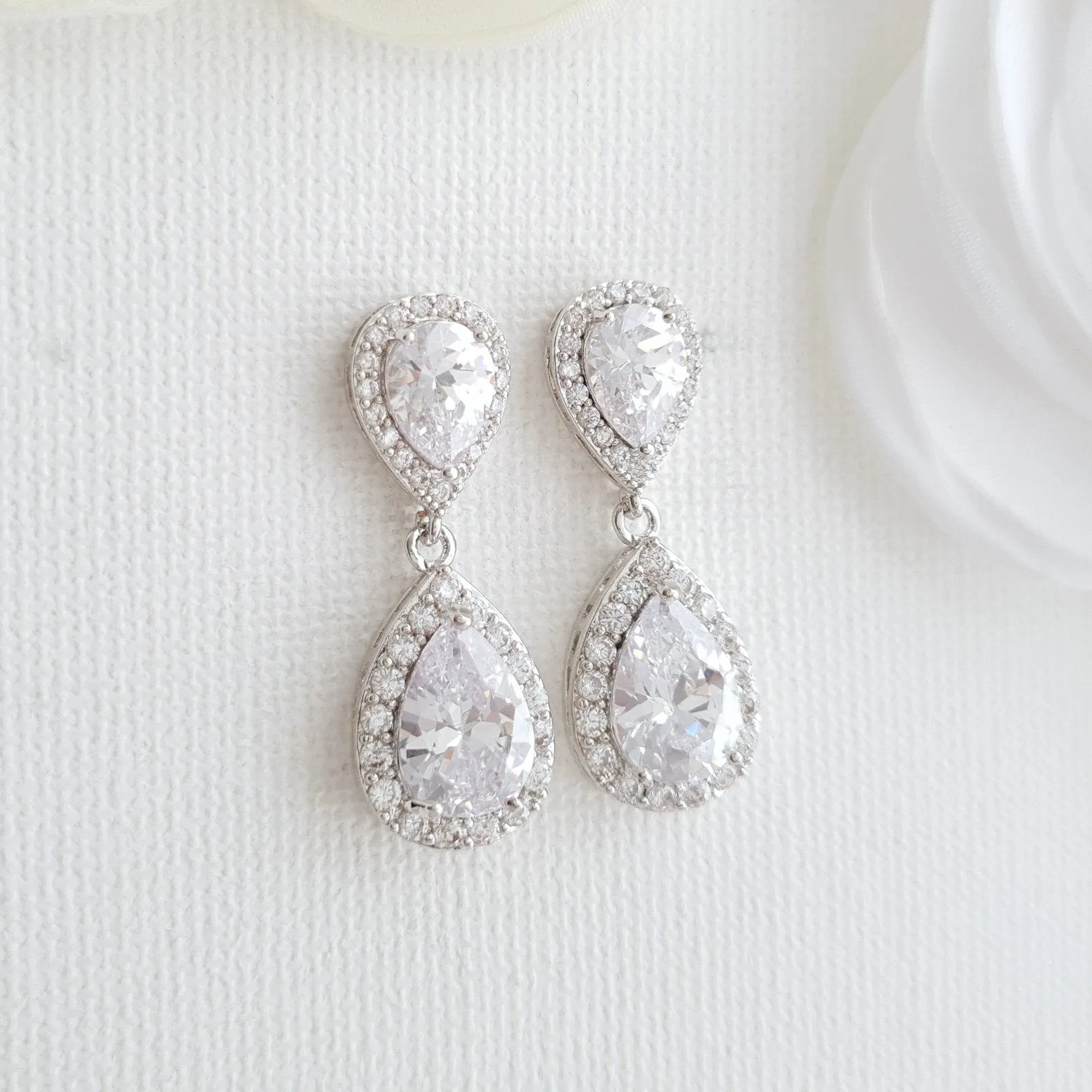 Silver Teardrop Earrings-Emma