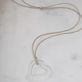 Slanted Heart Cord Choker in Cream