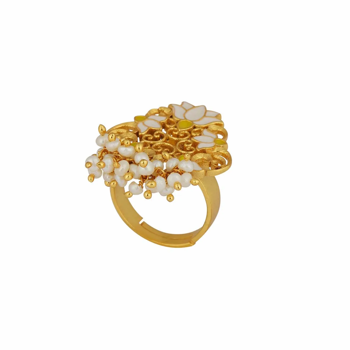 Song of Water Lotus Ring in White Enamel