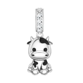 Sterling Silver Cow Charm Cow Bead Cow Jewelry for Girls Women