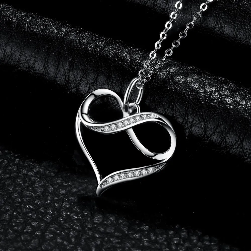 Sterling Silver Infinity Heart Pendant Necklace