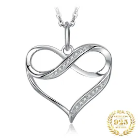 Sterling Silver Infinity Heart Pendant Necklace