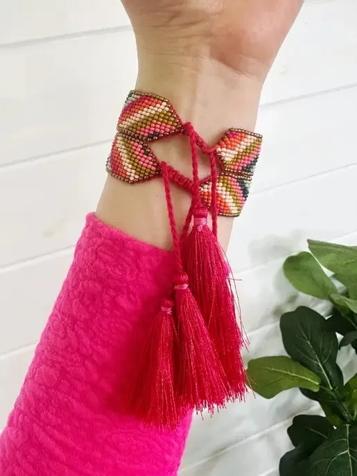 Tassel Friendship Bracelet Pink