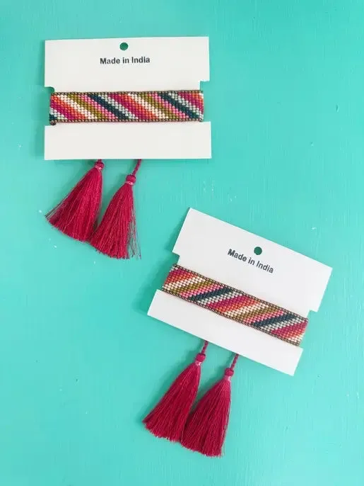 Tassel Friendship Bracelet Pink