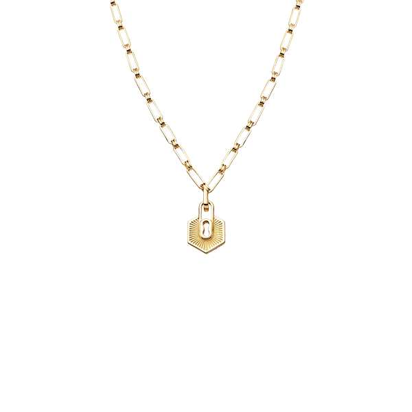 Textured Padlock Chain Necklace