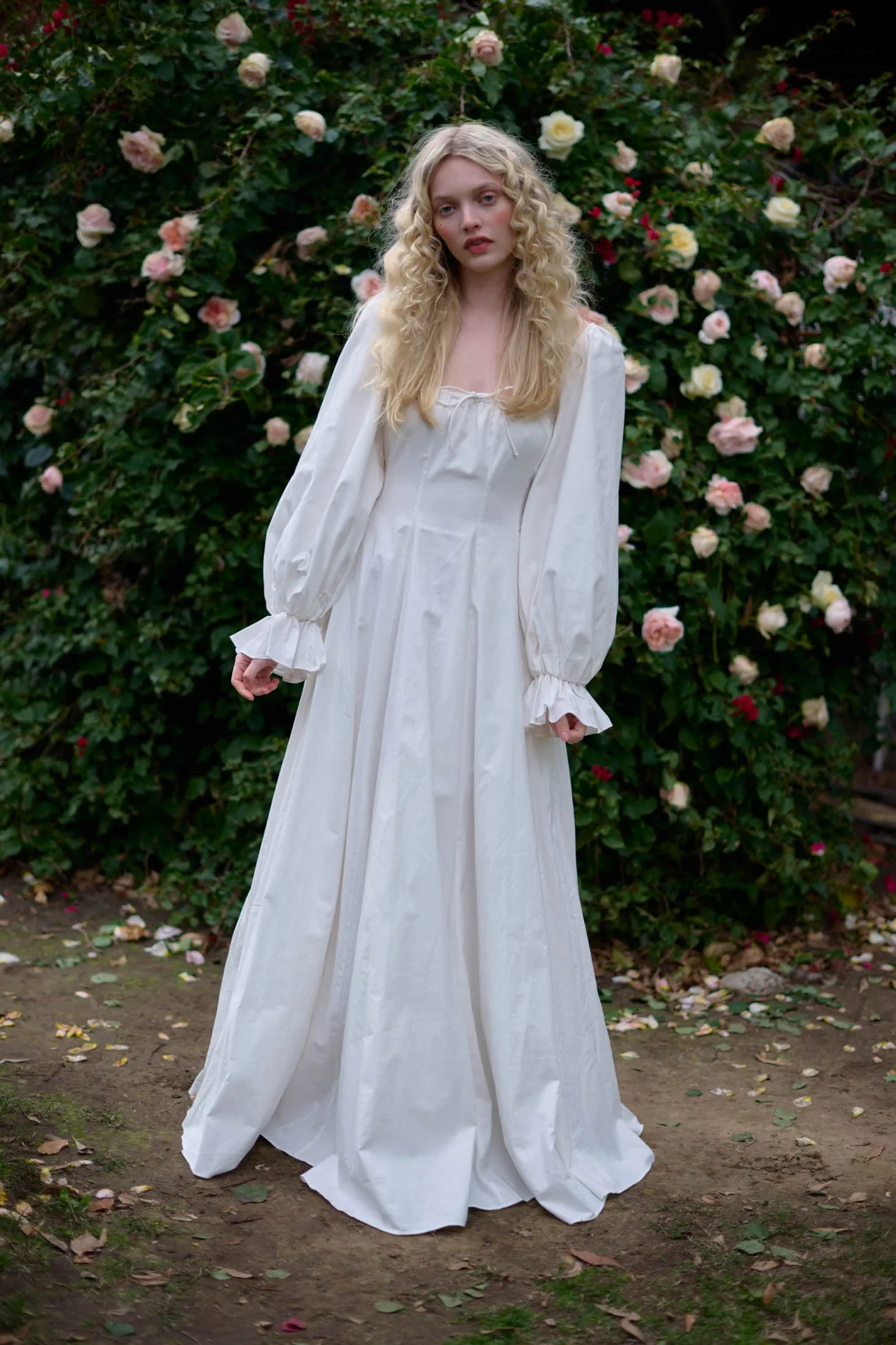 Elegant Ivory Dusk Evening Gown with Flowing Silhouette and Exquisite Detailing