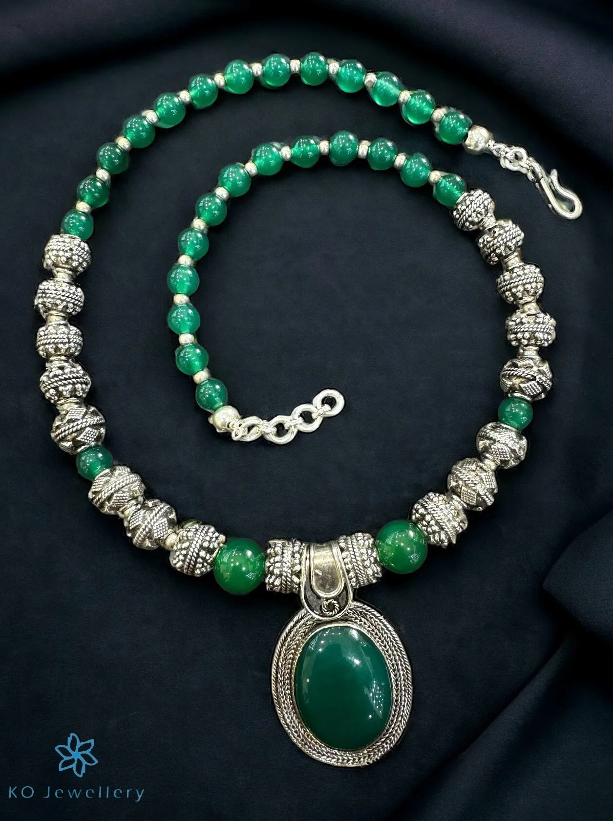 The Tatiana Silver Green Onyx Gemstone Necklace