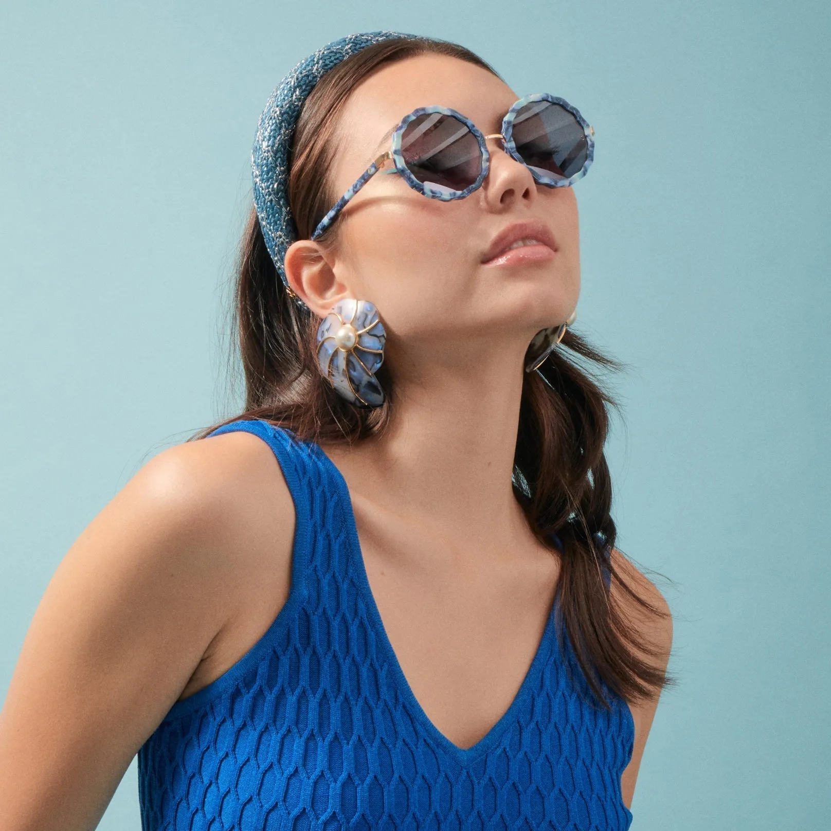 TILE BLUE PAROS ROUND SUNGLASSES