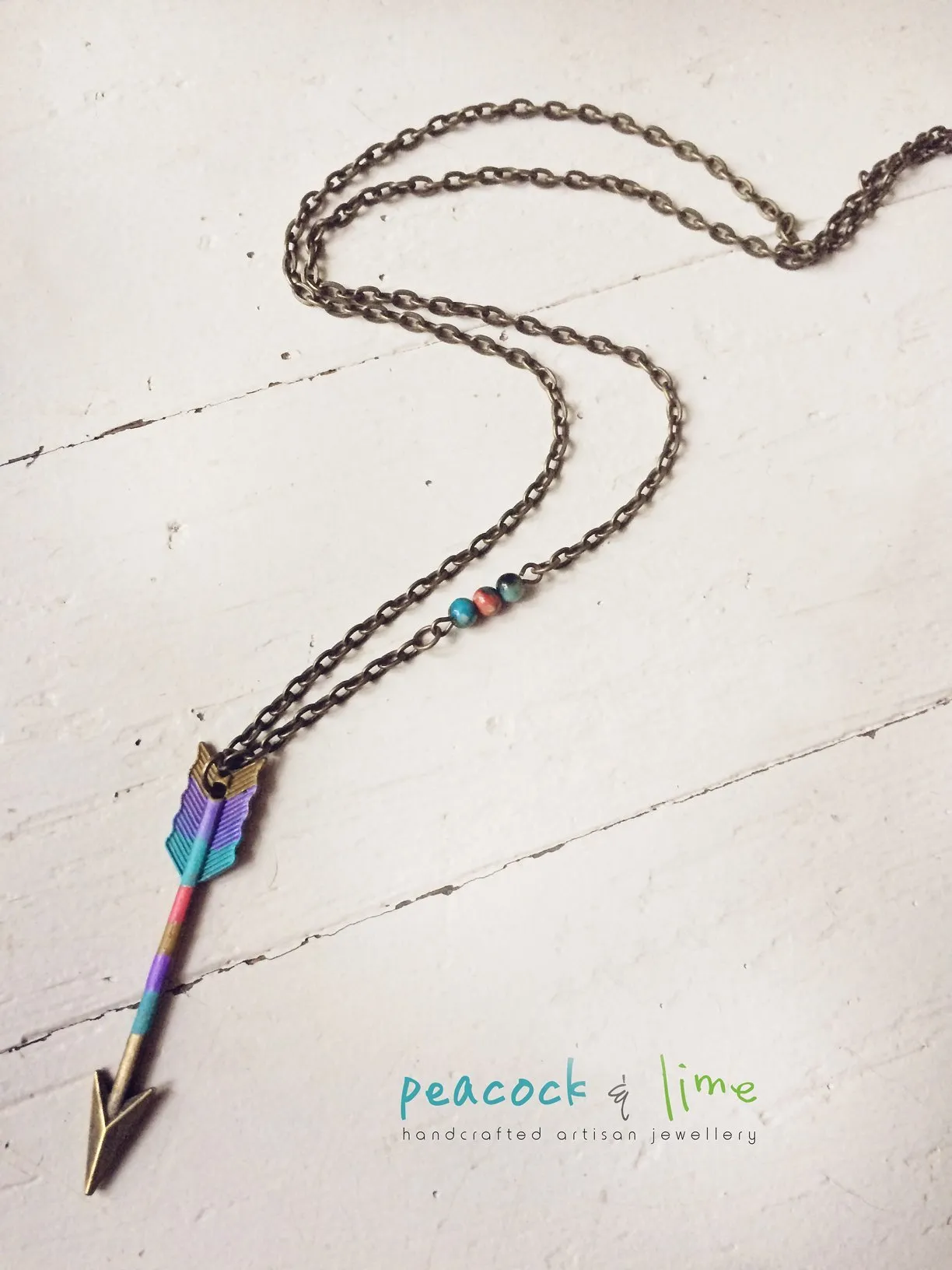 to the point // arrow pendant handpainted necklace