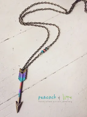 to the point // arrow pendant handpainted necklace