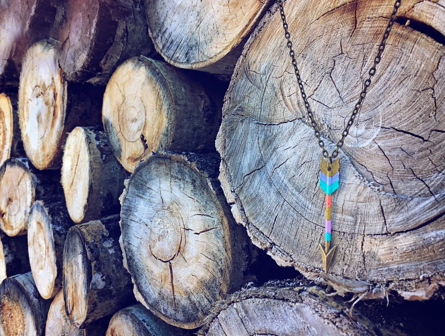 to the point // arrow pendant handpainted necklace