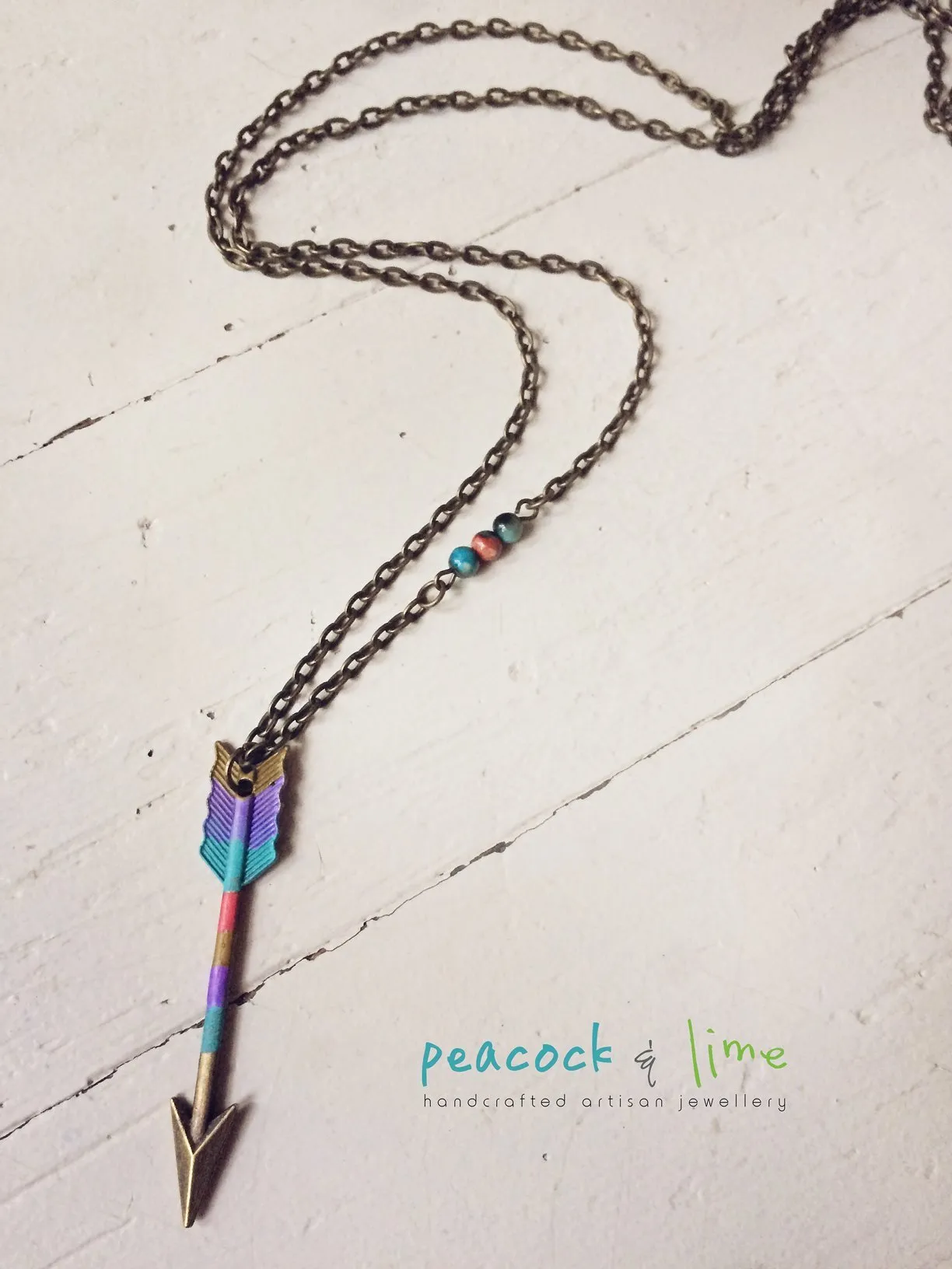 to the point // arrow pendant handpainted necklace