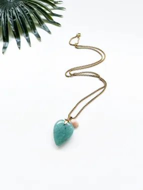 touchstone necklace - amazonite and peach aventurine