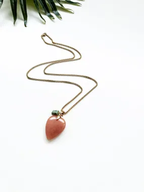 touchstone necklace - peach aventurine and African turquoise