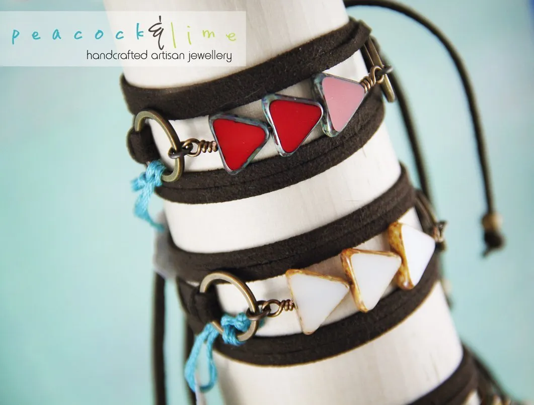 triple triangle czech glass wrap bracelet / choker