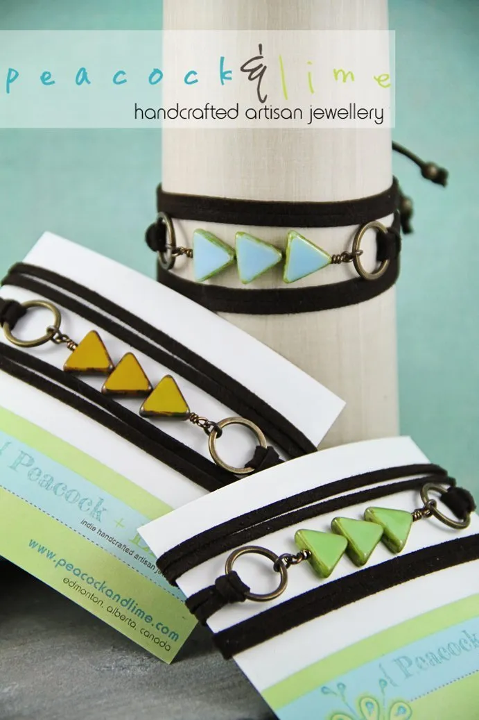 triple triangle czech glass wrap bracelet / choker