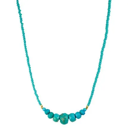 Turquoise Rondelle Station Beaded Necklace