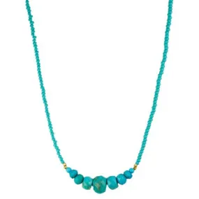 Turquoise Rondelle Station Beaded Necklace