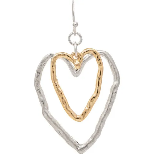 Two Toned Squiggly Heart on Heart Earring