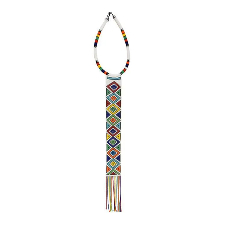 Unisex Long Beaded Neck Tie Necklace 01