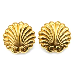 【USA輸入】ヴィンテージ ゴールド シェル イヤリング/Vintage Gold Shell Clip On Earrings