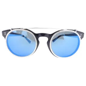 Valentino Black Clear and Blue Clip-On Convertible Lense Rhinestone Sunglasses Eyewear