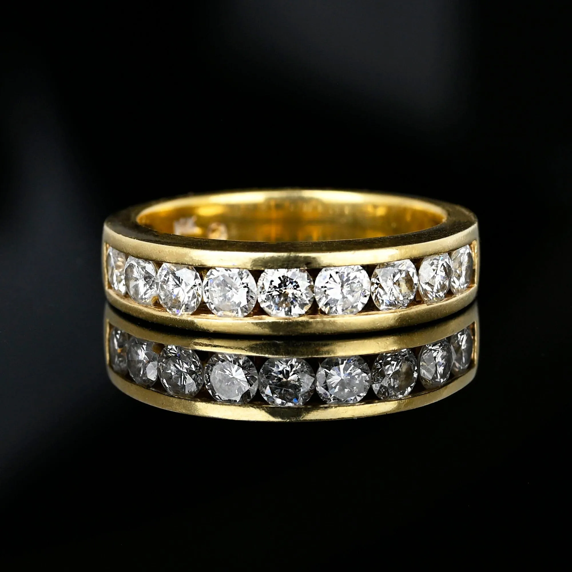 Vintage 1 Carat Diamond Half Eternity Ring Band in 14K Gold