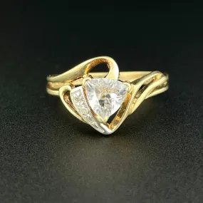 Vintage 10K Gold Trillion Cut Topaz Solitaire Ring, Sz 6 3/4