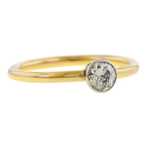 Vintage Bezel Set Engagement Ring, Old Euro 0.35ct.