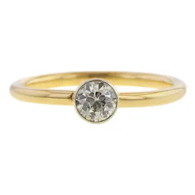 Vintage Bezel Set Engagement Ring, Old Euro 0.35ct.