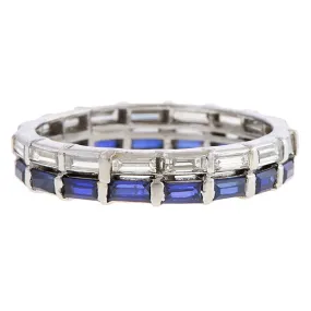 Vintage Diamond & Sapphire Eternity Band, Size 6 1/2