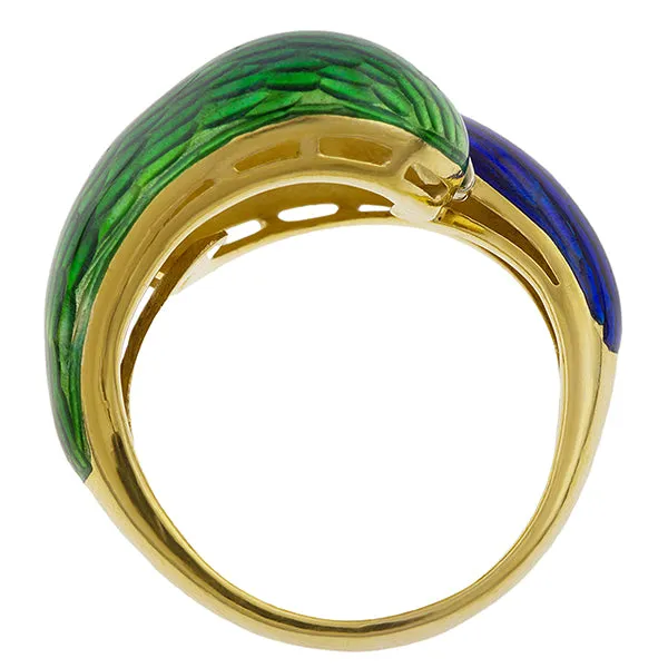 Vintage Enamel & Diamond Ring