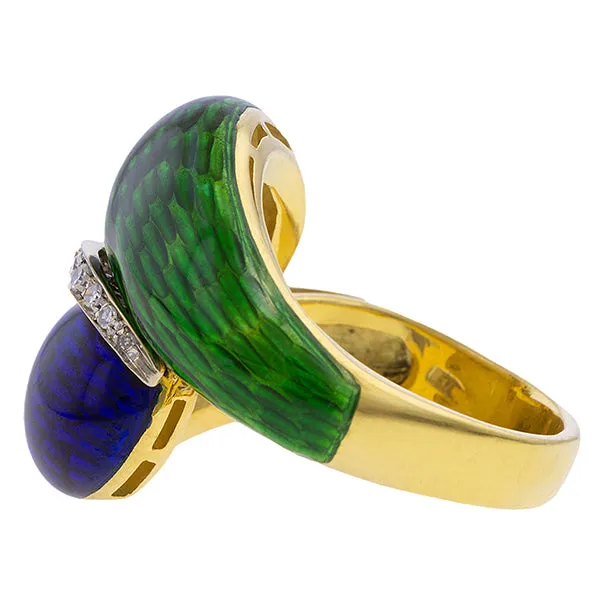 Vintage Enamel & Diamond Ring