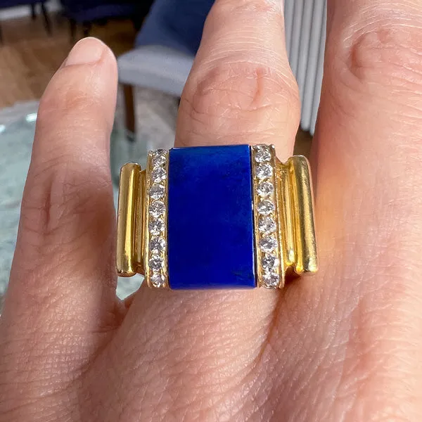 Vintage Lapis & Diamond Ring