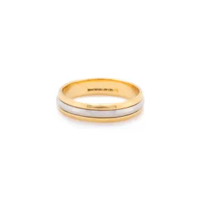 Vintage Men's Solid 18K Yellow Gold With Platinum Wedding Band, Signed "Artcarved"